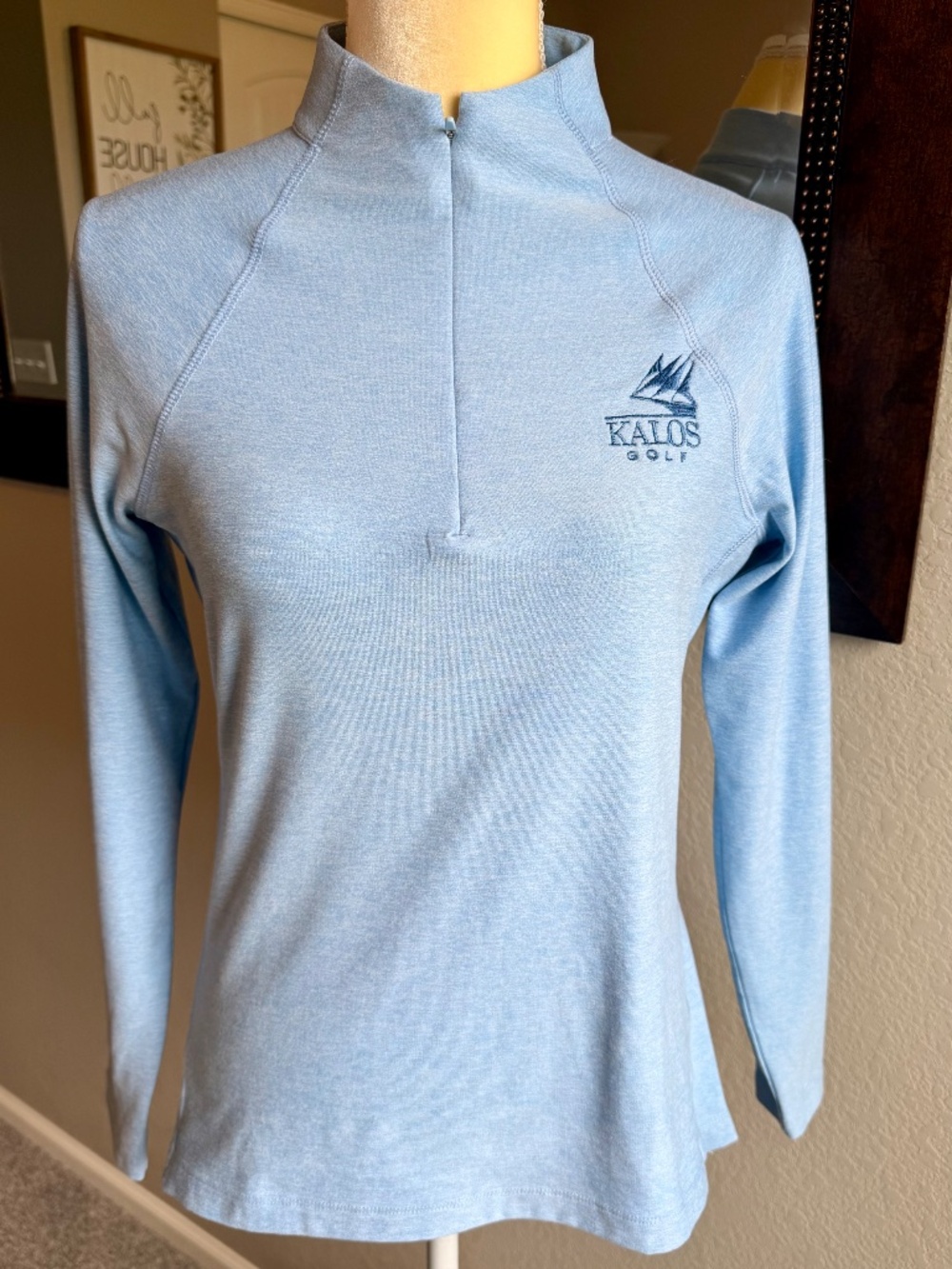 Peter Millar KALOS Golf Women's Perth Melange Raglan-Sleeve 1/4 Zip Blue Size S - Picture 2 of 10